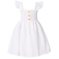 thumbnail image 1 of Vestido JEELLIGULAR 2T blanco con botones con volantes para niños pequeños, verano, 1 of 5