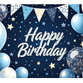 thumbnail image 4 of Blue White Star Themed Happy Birthday Banner Party Backdrop Decoration for Birthday Party Photography Props Photo Booth Background Decor, 4 of 7