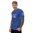 thumbnail image 3 of JESUS IS KING Fitted mens T-shirt (Royal Blue, XS), 3 of 4