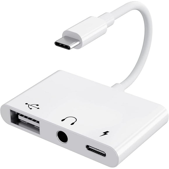 USB C to USB Adapter, 3 in 1 USB C to USB A OTG Adapter with 3.5mm Headphone Audio Jack and Fast Charging Port, USB-C Splitter Compatible with Most Type-C Phones,Laptops,iPad Pro, iPhone 15