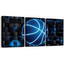 Hieng Red and Black Canvas Wall Art for Living Room Bedroom Basketball Gaming Sports Picture Wall Decor Geomnetric Office Decorations Artwork Posters Honeycomb Painting（Only canvas）