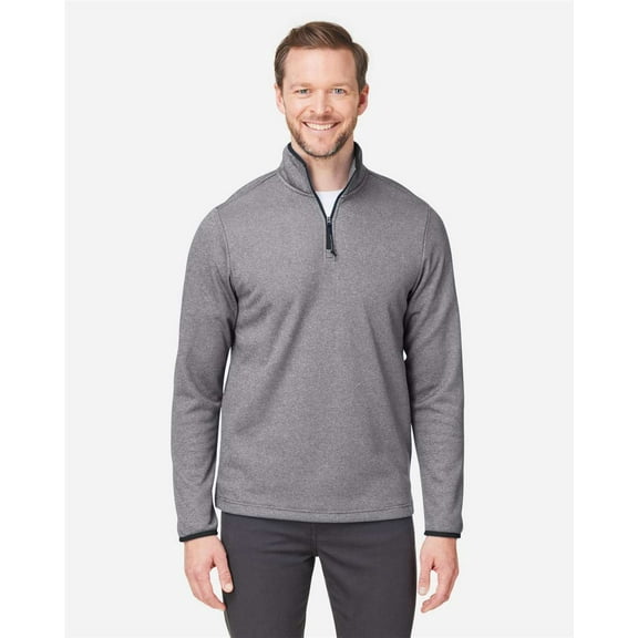 CORE365 CE73 Men's Venture Heathered Stripe Quarter-Zip Pullover-BLACK/ WHITE-2XL