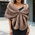 thumbnail image 2 of Womens Faux Fur Bridal Fax Fur Stole Cape Shawl Winter Warm Shoulder Wrap for Wedding Birthday Evening Party Brown Free, 2 of 3