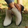 thumbnail image 3 of Mepaouo Western Ankle Bootie Womens Suede Stacked Heel Chelsea Slip on Short Boots with Zipper(Orange,8), 3 of 9