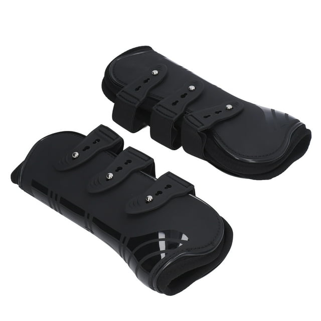 Bottes de Jambe de Cheval, Réglable en Néoprène PU Sûr Confortable Sangle Ouverte Protection de Tendon de Cheval pour Compétitions Noir avant Jambes