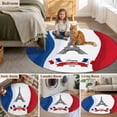 thumbnail image 6 of Happy Bastille Day Round Living Room Rugs 4 ft, Eiffel Tower Flag French National Day Washable Area Rug with Non-Slip Sturdy Edge Binding Round Carpet for Entryway Kitchen Bedroom Bathroom, 6 of 9