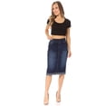 thumbnail image 4 of Fashion2Love Women's Juniors/Plus Size Elastic Waist knee-length pencil Stretch Denim Skirt, 4 of 7