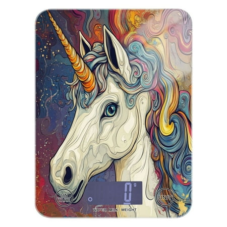 

WOBOGO Colorful Unicorns Kitchen Scale Digital Gram and Ounce Weighing for Cooking Baking Ketogenic Diet Meal Prep