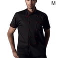 thumbnail image 3 of Cocina Chef Abrigos de manga corta de doble pecho Ropa de trabajo Cocina Chefs Use Cook Works Ropa para restaurante Hotel Uso Negro M Eigraketly HA011666-01, 3 of 7