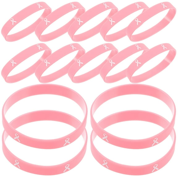 20 Pcs Breast Cancer Bracelet Wrist Band Wristbands Straps Pink