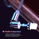 thumbnail image 2 of 3-in-1 Magnetic Charging Cable Nylon Braided Charging Cord with LED Light Compatible with iOS/Micro USB/Type-C Devices, Black 6.6ft, 2 of 5