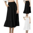 thumbnail image 5 of Dvprdro Women's Summer Solid Casual Skirt Trendy Tiered Ruffle Elastic Waist Flowy Boho A-Line Beach Skirt White Sizes 2XL, 5 of 5