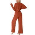 thumbnail image 4 of MINTREUS Women's Pajama Set Long Sleeve Lounge Set Ribbed knit Sleepwear Two Piece Pjs Set with Pocket, 4 of 6