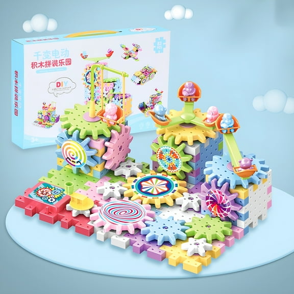 BESTSKY Gear Building Toy Set - Gears Toys for Kids Ages 4-8,STEM Educational Construction Toys,Super Building Toy Set for Boys and Girls,Engineering Building Blocks Creative Learning Toy Set