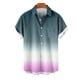 thumbnail image 3 of Camisas de Manga Corta de Botón para Hombre, Blusa de Moda Casual de Impresión de Gradiente de Cuello de Vuelta Hecha de 95% Poliéster 5% Spandex para el Verano, Camisas de Verano para Hombre, 3 of 4