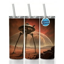 Martian Tripod War Machine Sci-fi From War Of The Worlds 20oz Insulated Water Bottle Skinny Tumbler Includes Straw