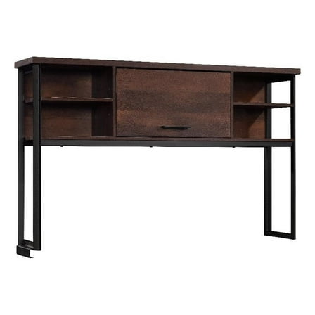 Pemberly Row Contemporary Engineered Wood and Metal Hutch in Barrel Oak