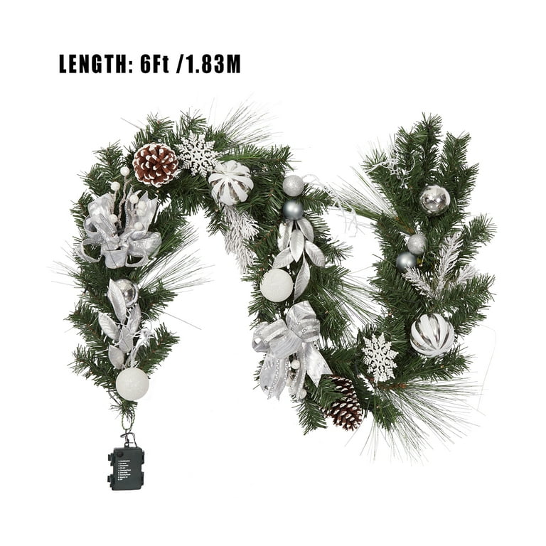 32.8 ft Prelit Christmas Garland, Black Artificial Xmas Garland for  Christmas 150 LED Lights and 900 Branches Warm White Xmas Garlands Decor  Indoor