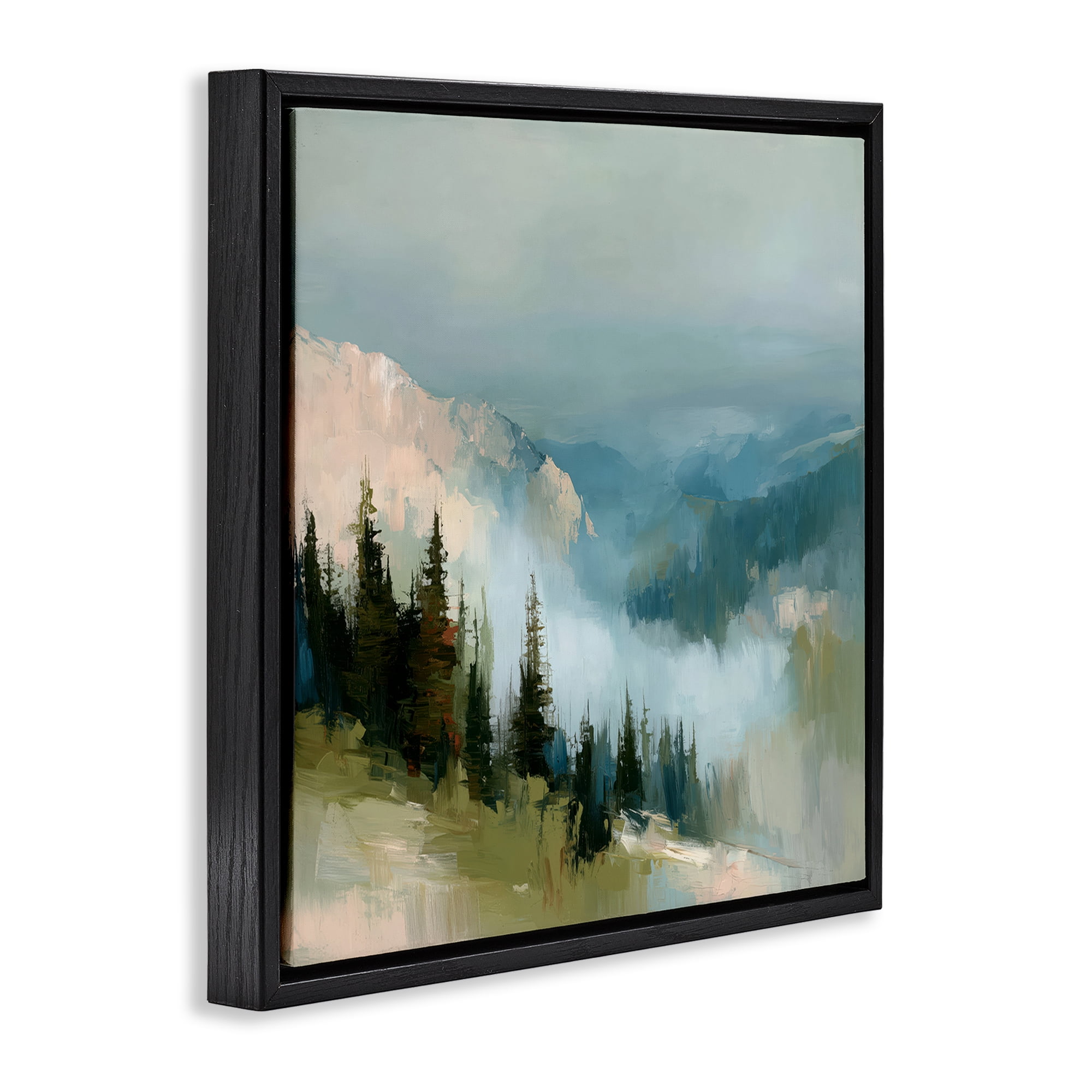 Stupell Industries Mountain Forest Impression Black Framed Floater Canvas Wall Art, design by Kim Curinga