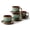 Brown Green, variant on Stoneware Coffee Cups with Saucers, 6 Oz Cappuccino Cups Set of 4,Brown Green