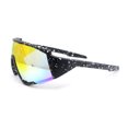 thumbnail image 3 of Mens Paint Splatter Oversize Shield Curved Wrap Color Mirror Sport Sunglasses Black - Orange Mirror, 3 of 4