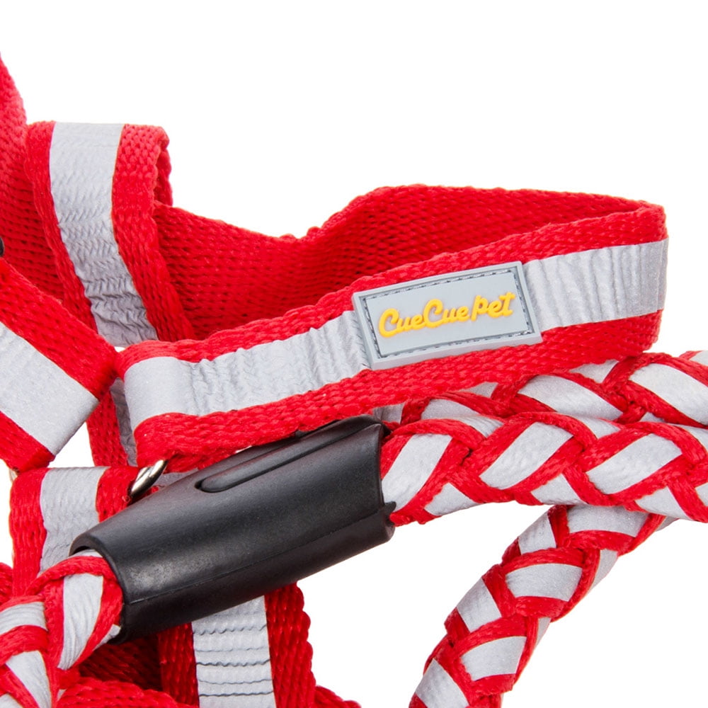 CUECUEPET Braided Choke Free Reflective Dog Harness and Leash for Daytime and Evening Walking