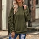thumbnail image 3 of Sudadera con capucha plisada de manga larga con cuello redondo y bolsillo con cordón para mujer, 3 of 6