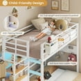thumbnail image 5 of Metal Bunk Bed Twin Over Full Size with LED Lights and Charging Station, Twin Size Loft Bed with 4 Storage Drawers and 3-Tier Open Bookshelf, Modern Bunk Beds with Pegboard and Ladder, White, 5 of 9