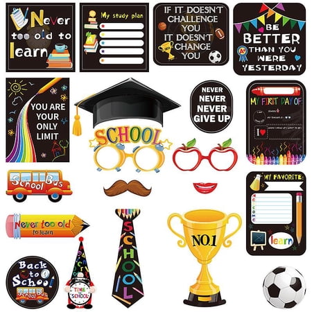 Abaodam 20pcs First Day Of School Photo Prop With Wooden Sticks Back To ...