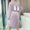 thumbnail image 3 of Gifts for Mom Robes for Women Fuzzy House Coat Oversized Kimono Women's Sleepwear Spa Womens Bathrobe Purple, 3 of 5