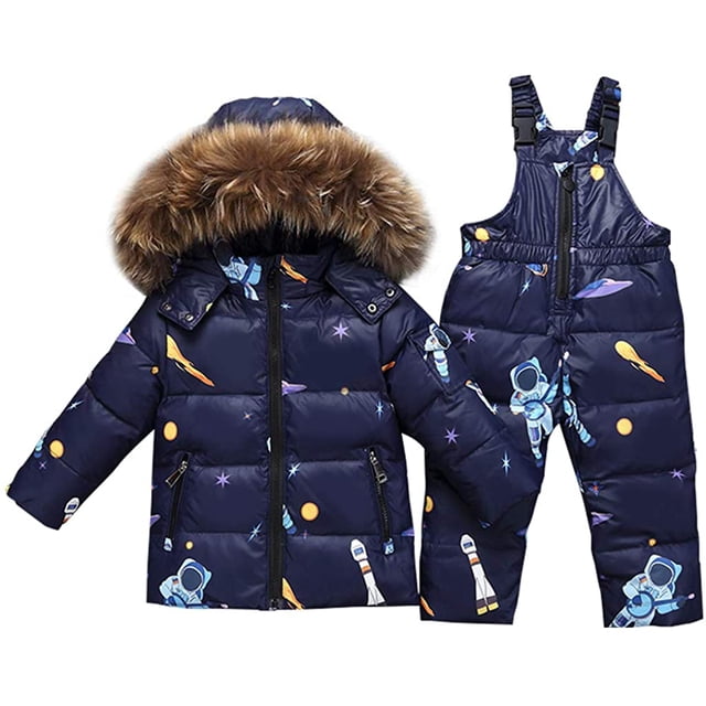 Kids Winter Puffer Jacket and Snow Pants 2-Piece Snowsuit Skisuit Set