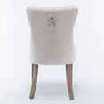 thumbnail image 5 of Velvet Dining Chairs Set of 2, Upholstered Tufted Dining Room Chairs, Dining Chairs with Nailhead Back Rin-g Pull Trim Solid Wood Legs for Kitchen Dining Room, Beige, 5 of 9