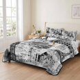 thumbnail image 2 of Quilts Twin Size Bedding Set, Grey Architecture Lightweight Quilted Comforter, Abstract City Vintage Eiffel Tower Soft Reversible Bedspread Coverlet with Pillow Covers for All Season, 68" x 86", 2 of 9