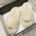 thumbnail image 4 of Woman House Sandals Fuzzy Non-skid Thick Open Toe Slides Cross Band Slippers, 4 of 10