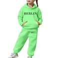 thumbnail image 4 of Girls Printed Fleece Hoodie and Jogger Set - Cozy Long Sleeve Sportswear Outfit for Fall and Winter, Casual Kids Clothing Ages 2-13, 4 of 7