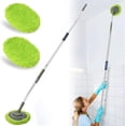 thumbnail image 1 of Wall Cleaner, Max 66'' Wall Mop with Long Handle, Ceiling Dust Mop with 15° Labor-Saving Elbow Extension Pole, Baseboard Duster Washer Scrubber, High Reach Window Cleaning Brush, Roof Cleaning Tool-GN, 1 of 8