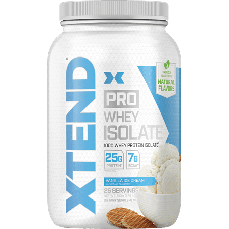 Xtend Pro 100% Whey Protein Isolate Powder with 7g BCAA & Natural Flavors, Keto Friendly, Gluten Free Low Fat Low Carb, 1.8lb, Vanilla Ice