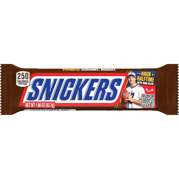 Snickers NFL Football Chocolate Candy Bar, Full Size - 1.86 oz Bar (Packaging May Vary)
