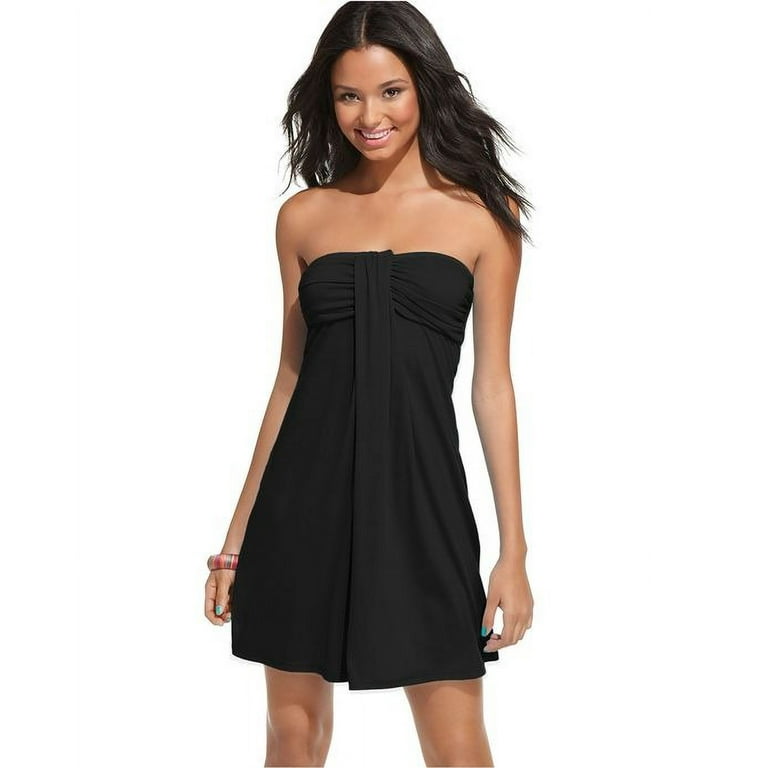 Hula Honey Women's Bandeau Dress Swim Cover-Up (XS, Black) - Walmart.com
