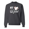 thumbnail image 1 of Wild Bobby, My Heart Is On That Baseball Field, Sports, Unisex Crewneck Graphic Sweatshirt, Charcoal, Large, 1 of 4