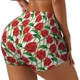 thumbnail image 2 of Fotbe Rose Flowers Seamless Shorts, Womens Workout Shorts High Waist Stretch Booty Short for Gym/Yoga/Running/Biking-, 2 of 9