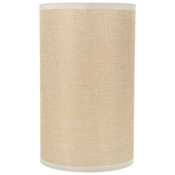 Pantalla de tela tipo barril: Pantalla redonda de tela - Reemplazo de pantalla de lámpara de mesa E27 para el hogar, dormitorio, sala de estar y estudio