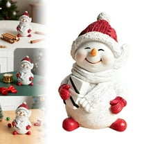 1PCS Snowman Figurines, Christmas Statue Snowman Figurine Resin Snowmans Christmas Decorative Statues Miniature Sculpture Tabletop Ornament for Home Indoor Outdoor Holiday Party Centerpieces