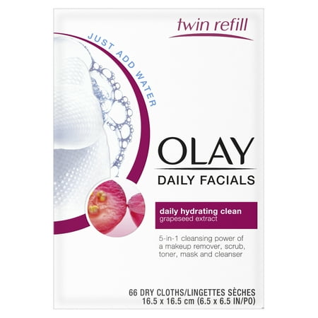 Olay Daily Facial Hydrating Cleansing Cloths w/ Grapeseed Extract, Makeup Remover 66 (Best Facial Cleansing Cloths)