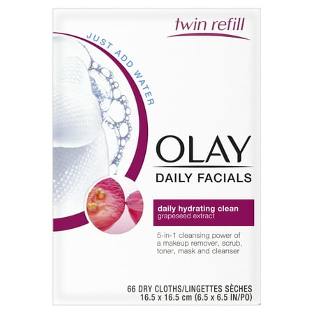 - Olay Daily Facial Hydrating Cleansing Cloths w/ Grapeseed Extract, Makeup Remover 66 Count
