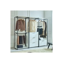 Klair Living Fiona White Freestanding Walk in Wood Closet System with Metal Frame