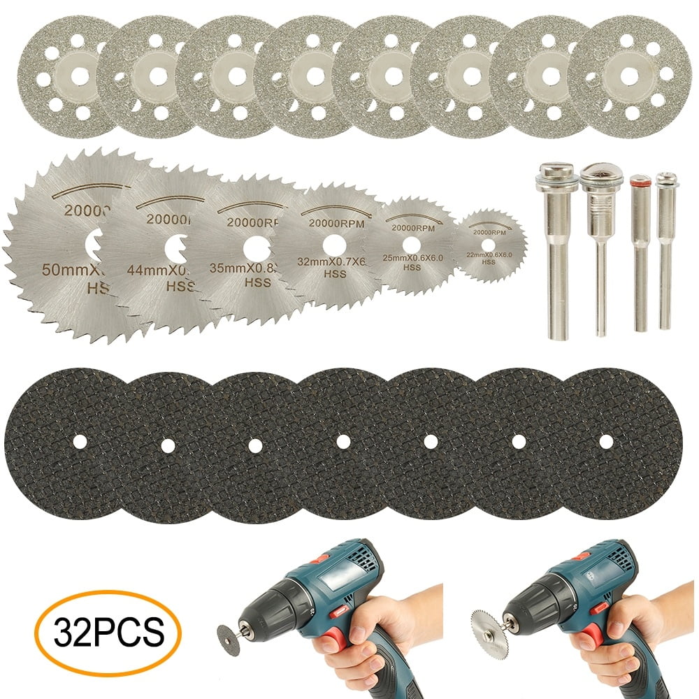 32Pcs/set DIY Rotary Tool Cutting Wheel Kit Mini Circular Saw Blade and Diamond Cutting Wheel