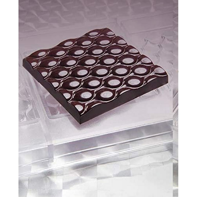 Chocolate World CW1990 Square Bubbles Tablet Polycarbonate Candy Mold with  3 Cavities, Each 80mm x 80mm x 10mm High