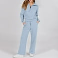 thumbnail image 6 of Mohiass Women 2 Piece Outfits 2025 Fall Fashion Airport Wide Leg Pants Lounge Set Leisure Travel Vacation Clothes Sweatsuits Light Blue XL, 6 of 6