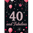 thumbnail image 3 of Pink Glitter Balloon Themed 40th Birthday Backdrop Banner with Crown Star Elements for Birthday Party Photography Props Decorations Happy Fabulous Celebration Decor Background Party Supplies, 3 of 7
